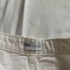 Zara white high waisted denim shorts